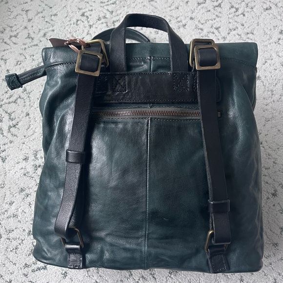 NWT A.S.98 Eco-Friendly Vintage Leather Backpack in Emerald and black.Stunning! - Picture 9 of 16